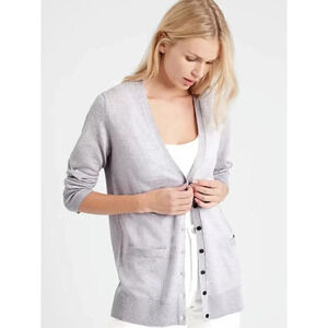 Banana  Republic Extra Fine Merino Wool Pink Berry Cardigan